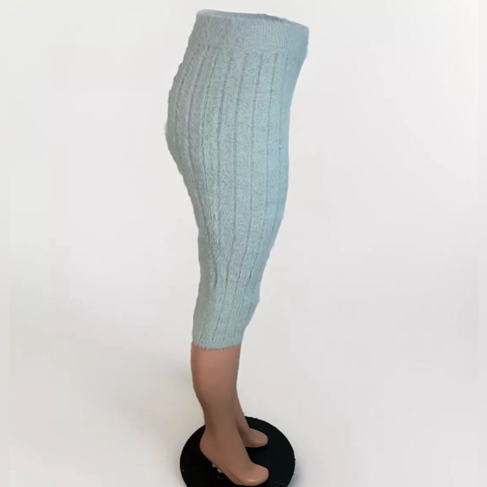 Meshki Skirt Womens M Jasmine Pistachio Striped Knit Stretchy Fluffy Pencil Midi - Picture 6 of 10